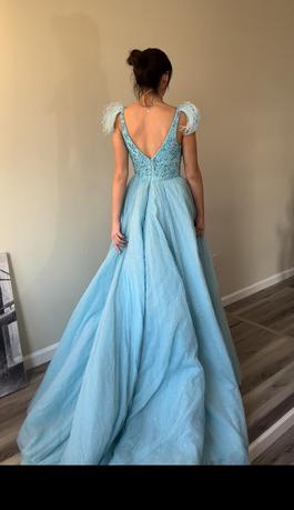 Sherri Hill Blue Size 2 Winter Formal Feather Pageant Ball gown on Queenly