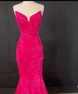 Modaglam Hot Pink Size 10 Shiny Prom Jewelled Mermaid Dress on Queenly