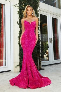 Modaglam Pink Size 10 Train Floor Length Sequined Jewelled Mermaid Dress on Queenly