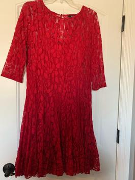 Mak Red Size 10 Sheer Military Wedding Guest A-line Dress on Queenly