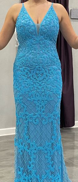 Primavera Light Blue Size 4 Homecoming Fully-beaded Cocktail Dress on Queenly