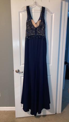 Sparkle Blue Size 10 Black Tie $300 Straight Dress on Queenly
