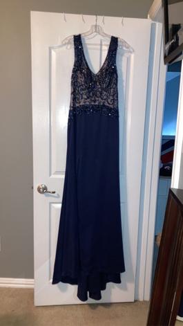 Sparkle Blue Size 10 Black Tie $300 Straight Dress on Queenly