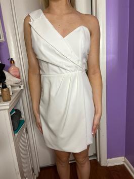 DO+BE White Interview Dress sz Small White Size 2 Bridal Shower $300 One Shoulder Interview Cocktail Dress on Queenly