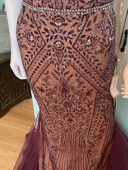 Clarisse Red Size 4 Jersey Burgundy Floor Length Tall Height Mermaid Dress on Queenly