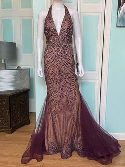 Clarisse Red Size 4 Jersey Burgundy Floor Length Tall Height Mermaid Dress on Queenly