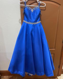Ritzee Blue Size 14 Girls Size Custom Floor Length Ball gown on Queenly