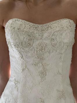 Casablanca White Size 4 Embroidery Strapless $300 A-line Dress on Queenly