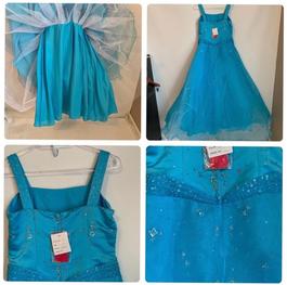 Tiffany Designs Blue Size 14 Floor Length Prom $300 Train Dress on Queenly