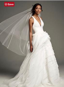 Vera wang White Size 14 Tulle A-line Dress on Queenly