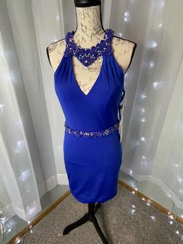 Angela and Alison Blue Size 10 Midi $300 Cocktail Dress on Queenly