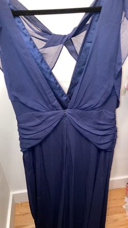 Badgley Mischka Blue Size 14 Floor Length Straight Dress on Queenly