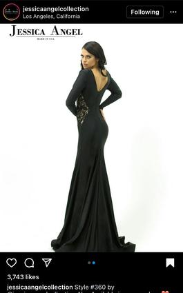 Jessica Angel Blue Size 10 Black Tie Jersey $300 Sheer A-line Dress on Queenly