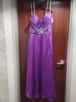 Style 6817 Partytime Formals/Rachel Allan Purple Size 20 Satin Floor Length Tall Height A-line Dress on Queenly