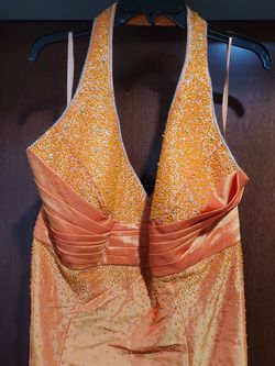 Style 8033 Aurora Prom Orange Size 20 Halter Plus Size A-line Dress on Queenly