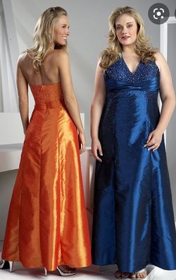 Style 8033 Aurora Prom Orange Size 20 Floor Length Tall Height Plus Size A-line Dress on Queenly