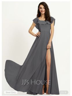 JJS House Silver Size 8 Tulle A-line Dress on Queenly