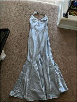 Betsy and Adam Silver Size 6 Sequin Jewelled Floor Length Mermaid Dress on Queenly