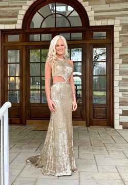 Sherri Hill Gold Size 4 Black Tie Straight Dress on Queenly