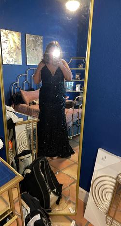 Mon Cheri Black Tie Size 16 Floor Length Straight Dress on Queenly