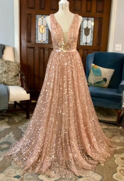 Alyce Paris Gold Size 4 Floor Length Side slit Dress on Queenly