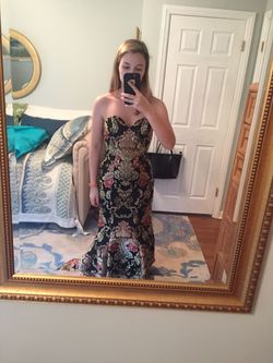 Jovani Black Size 2 50 Off 70 Off Floral Mermaid Dress on Queenly