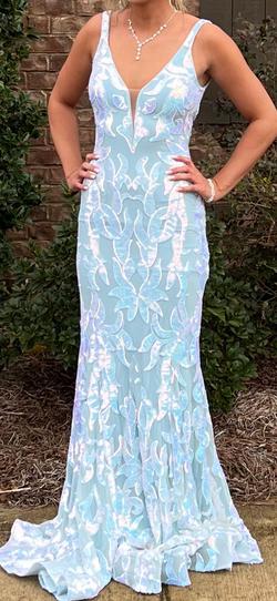 Jovani Light Blue Size 2 Jewelled Mermaid Dress on Queenly