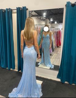 Jovani Blue Size 0 Side slit Dress on Queenly