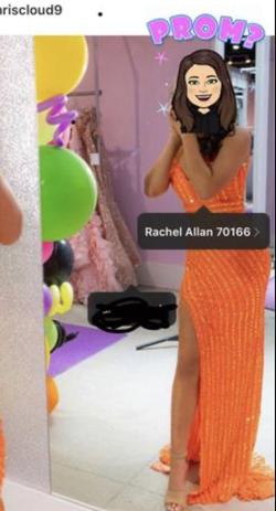 Rachel Allan Orange Size 0 Black Tie Floor Length Side slit Dress on Queenly