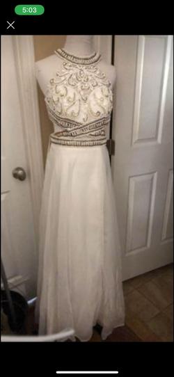 Mac Duggal White Size 6 Side Slit Floor Length 50 Off Straight Dress on Queenly