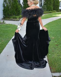 Johnathan Kayne Black Size 10 Velvet Feather Mermaid Dress on Queenly