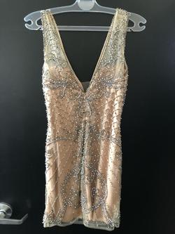Jovani Nude Size 12 Midi $300 Cocktail Dress on Queenly