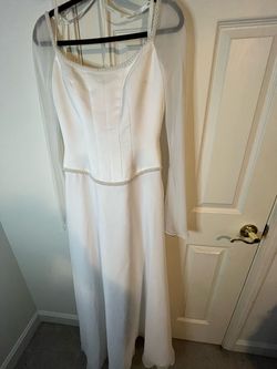 Michael Angelo Wedding Dress White Size 10 Floor Length Corset Train Dress on Queenly