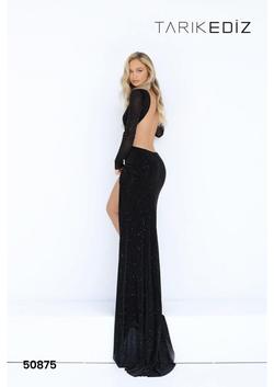 Tarik Ediz Black Size 2 Floor Length Shiny Side slit Dress on Queenly