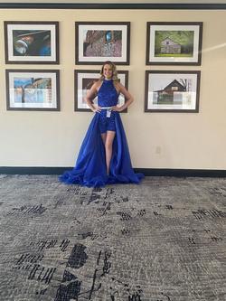 Ashley Lauren Blue Size 6 Jumpsuit Dress on Queenly
