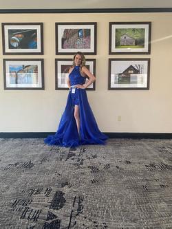 Ashley Lauren Blue Size 6 Jumpsuit Dress on Queenly