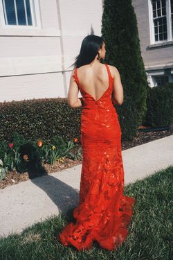 Jovani Red Size 0 V Neck Free Shipping Backless Floor Length Mermaid Dress on Queenly