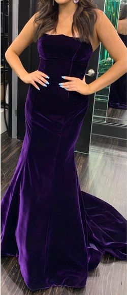Sherri Hill Purple Size 4 Velvet Jersey Mermaid Dress on Queenly