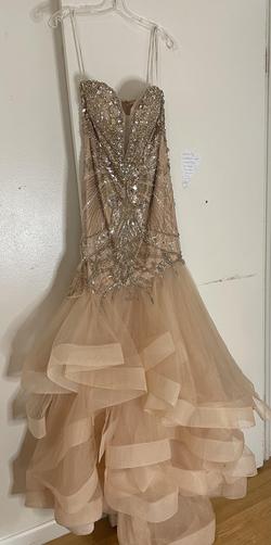 Jovani Gold Size 8 Tulle $300 Pageant Train Dress on Queenly