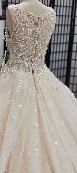 Style DP443 demetrios Nude Size 6.0 Ivory Jewelled Ball gown on Queenly