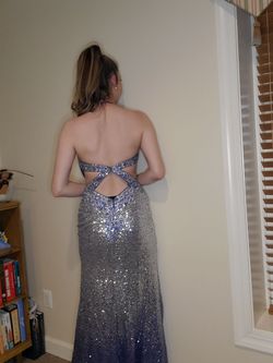 Morrell Maxie Blue Size 8 Floor Length Free Shipping Jewelled $300 Straight Dress on Queenly