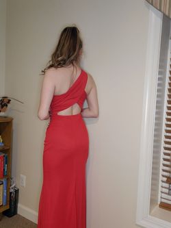 Trixxi Red Size 6 Side slit Dress on Queenly