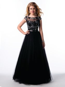 Style 3889 Envious Couture Black Size 8 Floor Length Sequin Sheer Ball gown on Queenly
