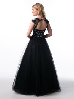 Style 3889 Envious Couture Black Size 8 Tulle Sheer Floor Length Sequin Ball gown on Queenly