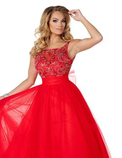 Style E1101 Envious Couture Red Size 4 Tulle Tall Height Midi Cocktail Dress on Queenly