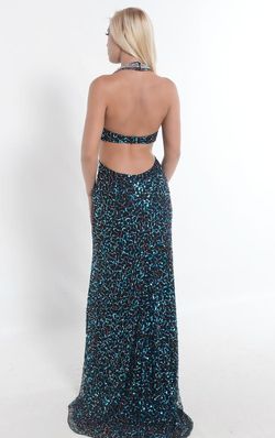 Style 21001 Envious Couture Multicolor Size 6 Tall Height Black Tie Side slit Dress on Queenly