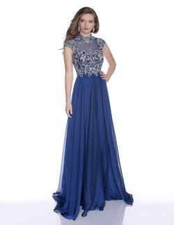 Style 16071 Envious Couture Blue Size 14 Navy Lace Black Tie Straight Dress on Queenly