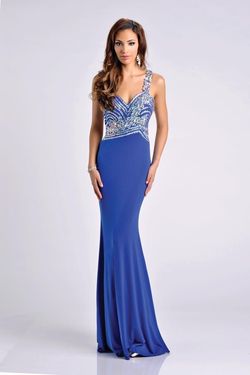 Style 15210 Envious Couture Royal Blue Size 2 Black Tie 15210 Straight Dress on Queenly