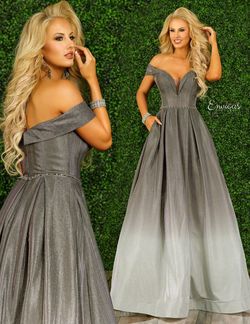 Style E1432 Envious Couture Silver Size 0 Prom Jersey Floor Length Ball gown on Queenly