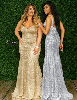 Style E1437 Envious Couture Gold Size 18 Floor Length Plus Size Prom Mermaid Dress on Queenly